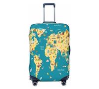 Pevtufa World Map1 Luggage Cover,Washable Suitcase Covers Fashion Luggage Covers,Anti-Scratch Suitcase Protector Cover, World Map With Landmarks, Small, 1