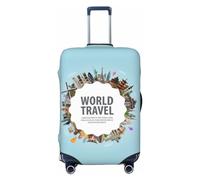 Pevtufa World Travel Luggage Cover,Washable Suitcase Covers Fashion Luggage Covers,Anti-Scratch Suitcase Protector Cover, Black, Small, 1