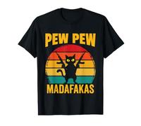 Pew Madafakas Pew Funny Black Cat Gun Design Value Graphic T-Shirt
