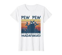Pew Pew Madafakas Cat Banana Value Graphic T-Shirt, Women, White, M