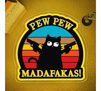 Pew Pew Madafakas Neon Sign Cat Meme LED Neon Sign for Wall Neon Lamp Anime Light USB Dimmable for Game Zone Man Cave Playroom Cool Game Gifts for Men