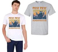 Pew Pew Madafakas T Shirt Action Angry Cat Rude Funny Vintage Retro Unisex Tops (White, M)