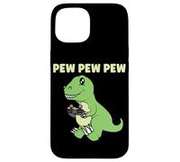 Pew Pew Pew Cute T-Rex Dinosaur Gaming Video Gamer Case for iPhone 15