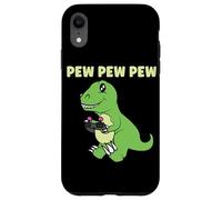 Pew Pew Pew Cute T-Rex Dinosaur Gaming Video Gamer Case for iPhone XR