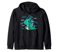 Pew Pew Pew Cute T-Rex Dinosaur Gaming Video Gamer Zip Hoodie