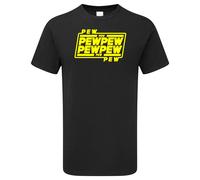 PEW PEW PEW Funny SCI-FI Star Movie Lightsaber Mens T Shirt Jedi Wars Sith