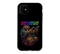 Pew Pew Pew Grizzly Bear Honey Defense Laser Arcade Humor Case for iPhone 11
