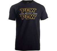 Pew Pew Wars | Funny Sci-fi Space Star Noises Science for Geek Men Women T-Shirt-(Adult,XL) Black