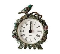 Pewery Decorative Mini Table Clock, Vintage Metal Silent Analog Quartz Battery Operated Table Top Clock for Living Room Decor Shelf