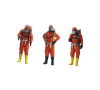 PEWETE 3 Pcs Standing Firefighter Figure Model Little People Role Play Figure Realistic Character Doll Fairy Garden School Project Model,2cm Orange