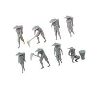 PEWETE 8pcs 1/87 Farmer Figure Model Character Model Role Play Figure Realistic Little People Model Miniature Scene for Fairy Garden