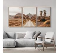 PEWFBS 3pcs Desert Landscape Canvas Prints - Joshua Tree, Cactus, Road Trip Art Print Posters Modern Western Decor for Living Room(70x90cmx3/Without frame)