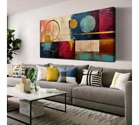 PEWFBS Large Size Horizontal Abstract Painting on Canvas Dark Color Abstract Picture Wall Art Modern Living Room Home Office Wall Decor 90x180cm No frame