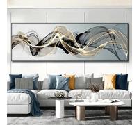 PEWFBS Large Size Modern Nordic Luxurious Abstract Golden Ribbon Canvas Art Wall Decor Canvas Prints Poster For Living Room and Bedroom(20x60cm/Without frame)