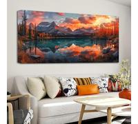PEWFBS Large Size Sunset Mountain Canvas Wall Art Natural Landscape Painting Posters & Prints Canvas Artwork for Living Room(50x100cm/Without frame)