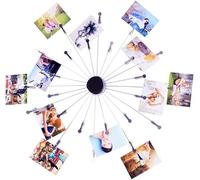 Pewihyer Hanging Photo Display Wall Décor Magnetic Collage Board Clip Photo Holder Wall Picture Holder with 24 Clips for Hanging Prints, Instax, Polaroid, Holiday Cards, Artwork