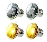 PewinGo 4 Pack 50W UVA UVB Heat Lamp Bulbs for Reptiles, Heating Emitter Bulbs for Amphibian, Terrariums, Cages, for Tortoise, Snake, Frog, Lizard, Chameleon, Hermit Crab, Cockatoo. Halogen, Orange