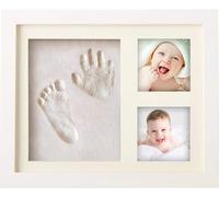 PewinGo Baby Hand and Foot Print Kit, Upgraded Solid Wood Keepsake Photo Frame,100% Baby Safe Clay, Personalized Newborn Nursery Picture Frame for New Moms, Ideal Shower Christmas Gift-WHITE