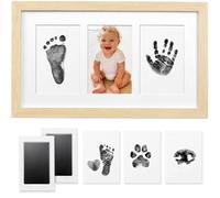 PewinGo Baby Handprint and Footprint Kit, Nursery Framed Photo Kit with 100% Clean-Touch Ink Pad for Newborn, Perfect Shower Gift -Oak