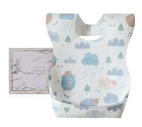 PewinGo Disposable Bibs 50 Packs & Baby Weaning Bib, BLW & Easy to Use and Adjustable size, Waterproof Inner Layer with High Water-Absorbent Outer Layer, for Indoor and Outdoor Travelling