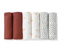PewinGo Muslin Cloths for Baby, Absorbent, Soft and Breathable Muslin Squares, Organic fiber and Cotton Large Burp Cloth, Newborn Essentials for Cover & Wipe, 70cm x 70cm, 6 Packs (Multicoloured)