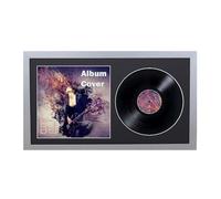 Pewter 12" Record Double Vinyl LP Record and Album Cover Frame BLACK Mount Memorabilia Wall Display