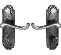 Pewter Bathroom Lock Door Handles Traditional Turnburry Hand Forged Cast Iron