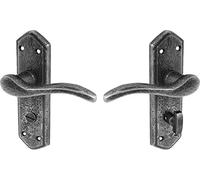 Pewter Bathroom Lock Door Handles Traditional Wentworth Hand Forged Cast Iron