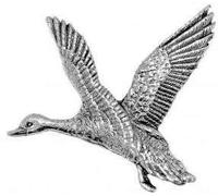 Pewter Bird Flying Mallard Duck / Drake Brooch / Tie Pin / Lapel Pin / Badge Gift