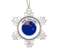 Pewter Chtistmas Decorations New Zealand Flag National Flag Metal Snowflake Christmas Ornament for Xmas Tree Pendant Bauble Stocking Tags Winter New Year Holiday Souvenir Novelty Gift for Xmas