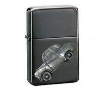 Pewter Classic British car Austin A35 2 Door Saloon ref7 Effect Design on a Polished Black case Men's Gift Quartz Pocket Watch fob