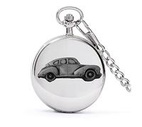 Pewter Classic British car Javelin ref106 Effect Design on a Polished Silver case Men's Gift Quartz Pocket Watch fob
