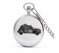 Pewter Classic French car 2CV ref37 Effect Design on a Polished Silver case Men's Gift Quartz Pocket Watch fob