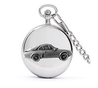 Pewter Classic French car Alpine A110 ref209 Effect Design on a Polished Silver case Men's Gift Quartz Pocket Watch fob