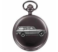 Pewter Classic Sweden car 120 Estate ref287 Effect Design on a Polished Black case Men's Gift Quartz Pocket Watch fob