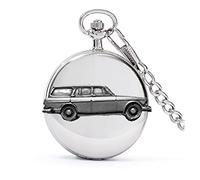 Pewter Classic Sweden car 120 Estate ref287 Effect Design on a Polished Silver case Men's Gift Quartz Pocket Watch fob