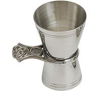 Pewter Double Bar Spirit Measure Jigger 50 and 25ml Celtic Design Handle