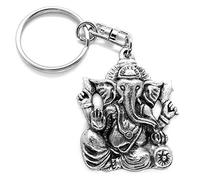 Pewter Ganesh Hindu Elephant God Keyring in Gift pouch