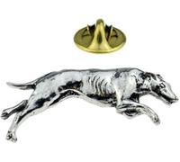 Pewter Greyhound Lapel Pin Badge with Gift Pouch, Dog Brooch