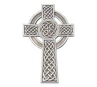 Pewter Irish Knotted Celtic Cross, Religious Wall Decor, 8 Inch