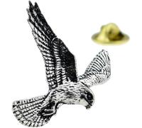 Pewter Kestrel Lapel Pin Badge with Gift Pouch, Falcon Bird of Prey Brooch