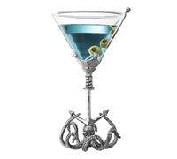 Pewter Kraken Octopus Martini Glass with Anchor Base, Nautical Cocktail Glass with Tentacle Design, Unique Barware for Beach House, Sea Creature Decor, Ocean Lover Gifts, Coastal Party Collectible