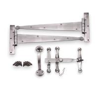 Pewter or Beeswax Suffolk Thumb Latch and Door Hinges Kit - Superb Heavy Quality (Pewter)