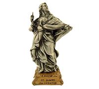 Pewter Saint St James The Greater Figurine Statue on Gold Tone Base, 4 1/2 Inch