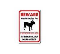 Pewter Sign French Bulldog Sign Warns The Property Is Guarded By A French Bulldog, Metal Vintage Tin Sign Decor Bar Wall Art Sign 20X30Cm