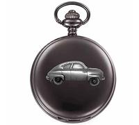 Pewter Swedish Car 92 ref224 Effect Design on a Polished Black case Men's Gift Quartz Pocket Watch fob