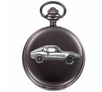 Pewter Swedish car Sonett 3 ref221 Effect Design on a Polished Black case Men's Gift Quartz Pocket Watch fob