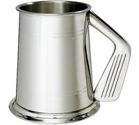 Pewter Tankard 1 Pint Plain Double Lines Golf Club Handle Pure Heavy Gauge Beer Tankard Perfect for Engraved Personalised Gifts for Men and Women