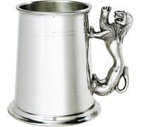 Pewter Tankard 1 Pint Plain Double Lines Lion Rampant Handle Pure Heavy Gauge Beer Tankard Perfect for Engraved Personalised Gifts for Men and Women