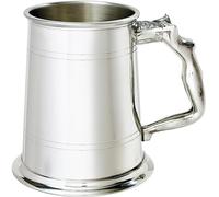 Pewter Tankard 1 Pint Plain Double Lines Nymph Handle Pure Heavy Gauge Beer Tankard Perfect for Engraved Personalised Gifts for Men and Women